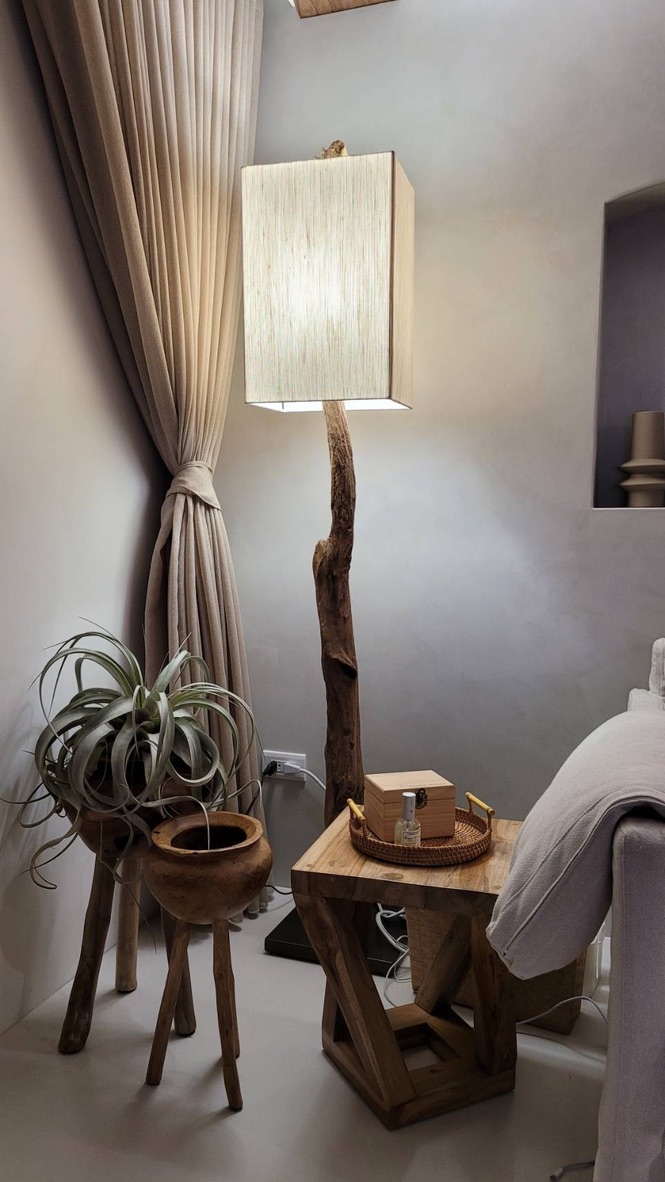 柚木立燈 花台 邊桌