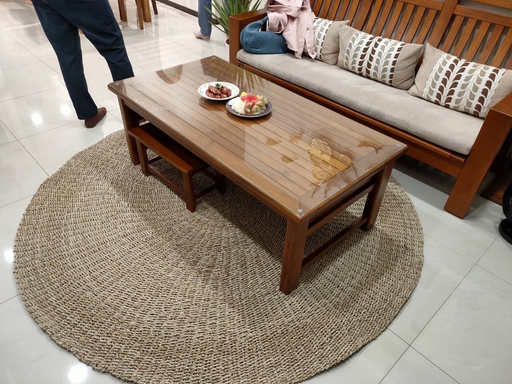 三人柚木沙發 咖啡桌 茶几 手工編織地毯