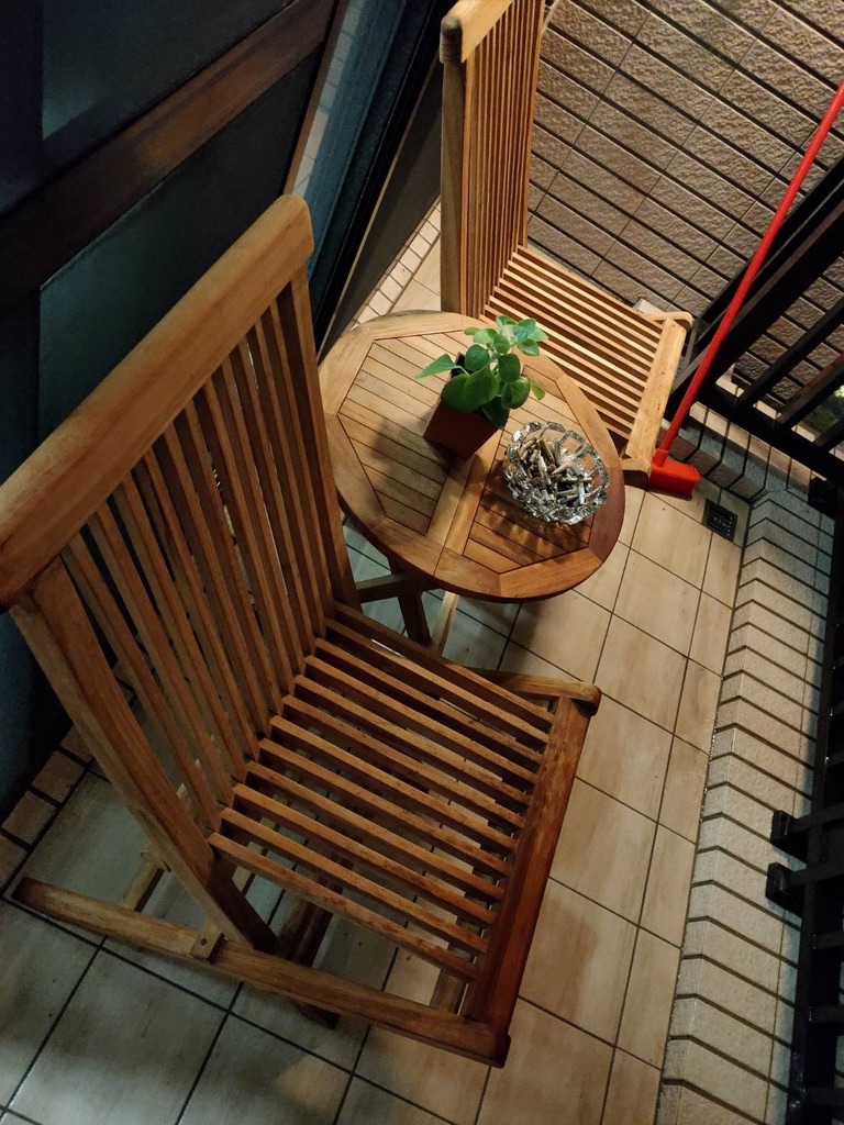 柚木折疊桌椅組